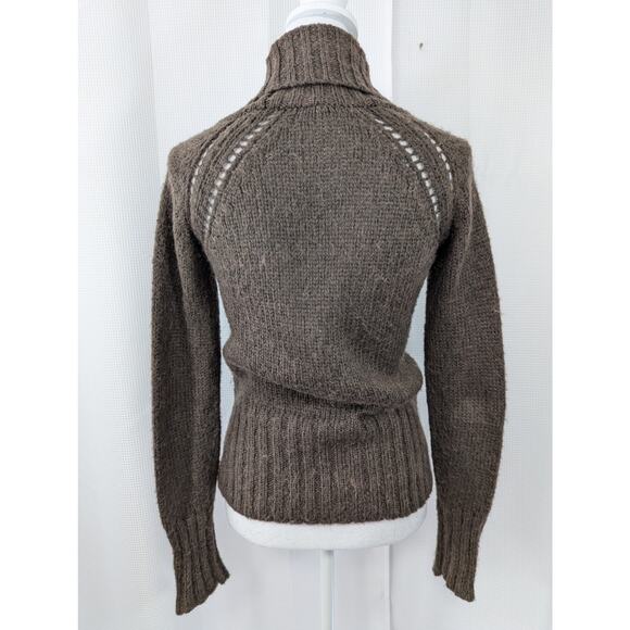 THE GAP! MOCHA MOHAIR BLEND HIDDEN SNAP FRONT BIG LAPEL CARDI SWEATER! SZ XS - Picture 5 of 8